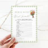 Sage Green Gingham Bridal Word Scramble Game 招待状