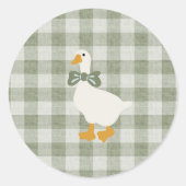 Sage Green Gingham Buffalo Check Baby Shower  ラウンドシール (正面)