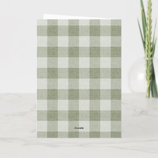 Sage Green Gingham Buffalo Check Linen Texture  カード (裏面)