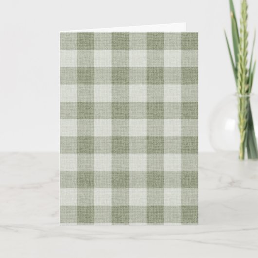 Sage Green Gingham Buffalo Check Linen Texture  カード (正面)