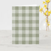 Sage Green Gingham Buffalo Check Linen Texture  カード (黄色い花)