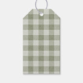 Sage Green Gingham Buffalo Check Linen Texture ギフトタグ (正面)