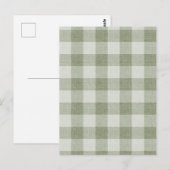 Sage Green Gingham Buffalo Check Linen Texture  ポストカード (正面/裏面)