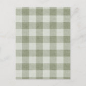 Sage Green Gingham Buffalo Check Linen Texture  ポストカード (正面)