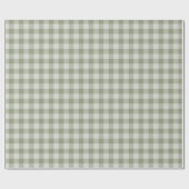 Sage Green Gingham Buffalo Check Linen Texture ラッピングペーパー (フラット)