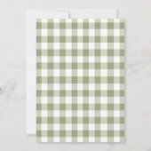Sage Green Gingham Bunny Neutral Baby Shower  招待状 (裏面)