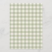 Sage Green Gingham Floral Bow Bridal Shower 招待状 (裏面)
