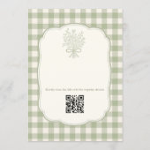 Sage Green Gingham Floral QR Code Bridal Shower 招待状 (裏面)