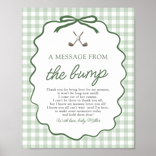 Sage Green Gingham Golf A Message from the Bump ポスター (正面)