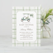 Sage Green Gingham Golf Baby Shower Invitation  招待状 (スタンド正面)