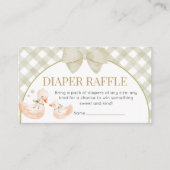 Sage Green Gingham Goose Shower Diaper Raffle エンクロージャーカード (正面)