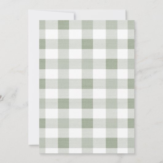 Sage Green Gingham Little Lamb Baby Shower 招待状 (裏面)