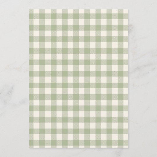 Sage Green Gingham Locally Grown Baby Shower 招待状 (裏面)
