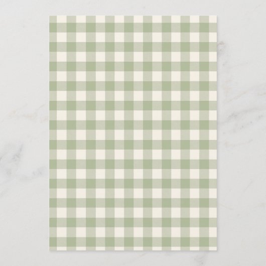 Sage Green Gingham Mallard Duck Bow Baby Shower 招待状 (裏面)
