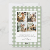 Sage Green Gingham Plaid 5 Photo Christmas シーズンカード (裏面)