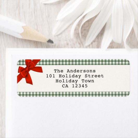 Sage Green Gingham Plaid Christmas ラベル (インサイチュ)