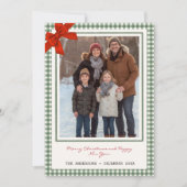 Sage Green Gingham Plaid Multi Photo Christmas シーズンカード (正面)