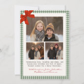Sage Green Gingham Plaid Multi Photo Christmas シーズンカード (裏面)