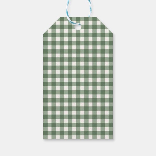 Sage Green Gingham Plaid Photo Christmas ギフトタグ (裏面)