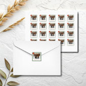 Sage Green Gingham Plaid Photo Christmas スクエアシール