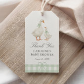 Sage Green Gingham Silly Goose Baby Shower ギフトタグ