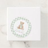 Sage Green Gingham Teddy Bear Baby Shower フェイバータグ (インサイチュ)