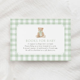 Sage Green Gingham Teddy Bear Books for Baby エンクロージャーカード