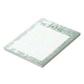 Sage Green Glitter Lined Personalized ノートパッド (回転)
