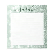 Sage Green Glitter Lined Personalized