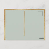  sage green gold 水彩花卉婚前小聚会 ポストカード (裏面)