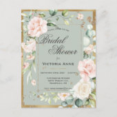  sage green gold 水彩花卉婚前小聚会 ポストカード (正面)