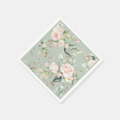 sage green gold 水彩花卉植物パーティー スタンダードカクテルナプキン (角)