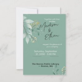 Sage Green Gold Botanical Wedding  出欠カード