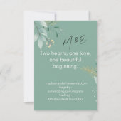 Sage Green Gold Botanical Wedding  出欠カード (裏面)