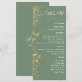 Sage Green Gold Botanical Wedding Reception Menu  メニュー (正面/裏面)