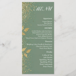 Sage Green Gold Botanical Wedding Reception Menu メニュー
