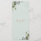 Sage green gold eucalyptus geometric wedding menu メニュー (裏面)