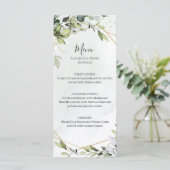 Sage green gold eucalyptus geometric wedding menu メニュー (スタンド正面)