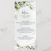 Sage green gold eucalyptus geometric wedding menu メニュー (正面)
