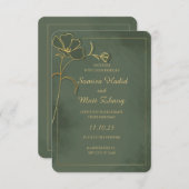 Sage Green Gold Floral Elegant Wedding Invitation (正面/裏面)
