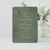 Sage Green Gold Floral Elegant Wedding Invitation (スタンド正面)