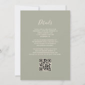  sage green gold glitter QR code wedding 招待状 (裏面)