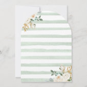  sage green gold ivory フラワー ムーンネイビー ベイビーシャワー 招待状 (裏面)