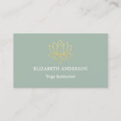 Sage green gold lotus flower Yoga Instructor 名刺 (正面)