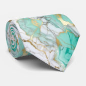 Sage Green Gold Marble Stone Elegant ネクタイ (ロール)
