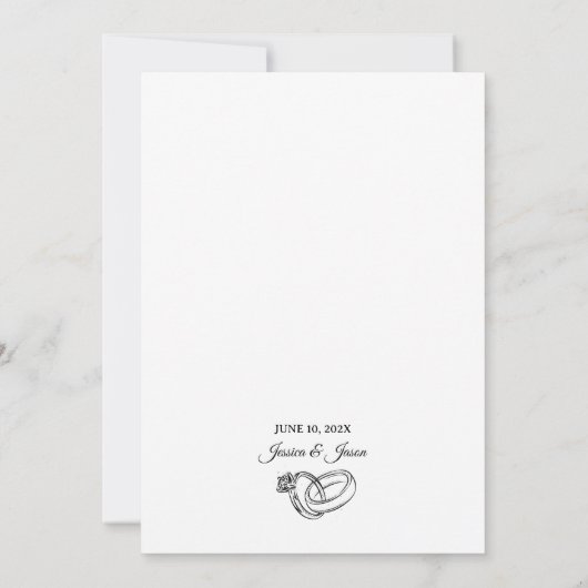 Sage Green Gold Minimalist Floral Wedding  招待状 (裏面)