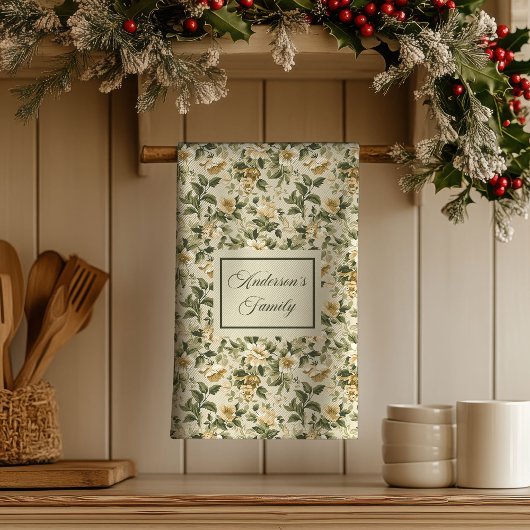 Sage Green Gold Print Personalized Luxury Towel  キッチンタオル