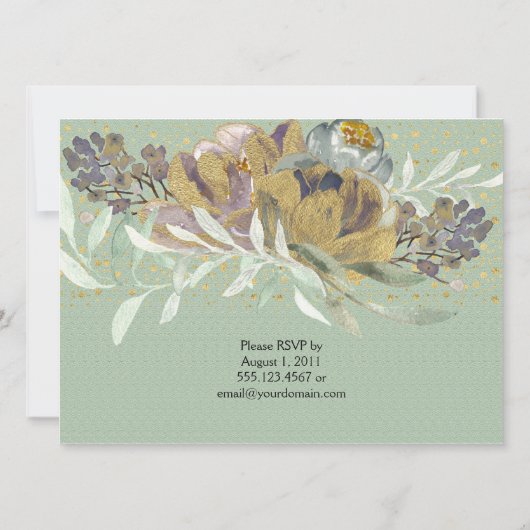 sage green gold purple floral reception Only 招待状 (裏面)