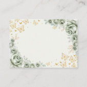 Sage Green Gold Quinceanera Reception Details エンクロージャーカード (裏面)