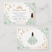 Sage Green Gold Quinceanera Reception Details エンクロージャーカード (正面/裏面)